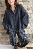 Hush Pillow Cotton Nero Boyfriend Shirt Charcoal